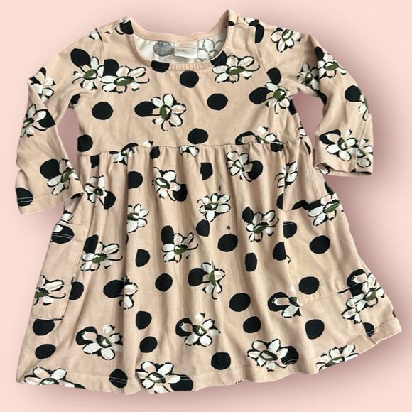 Hanna Andersson Floral Tunic Dress Light Pink Size 3T Long Sleeve Pockets - Picture 1 of 3